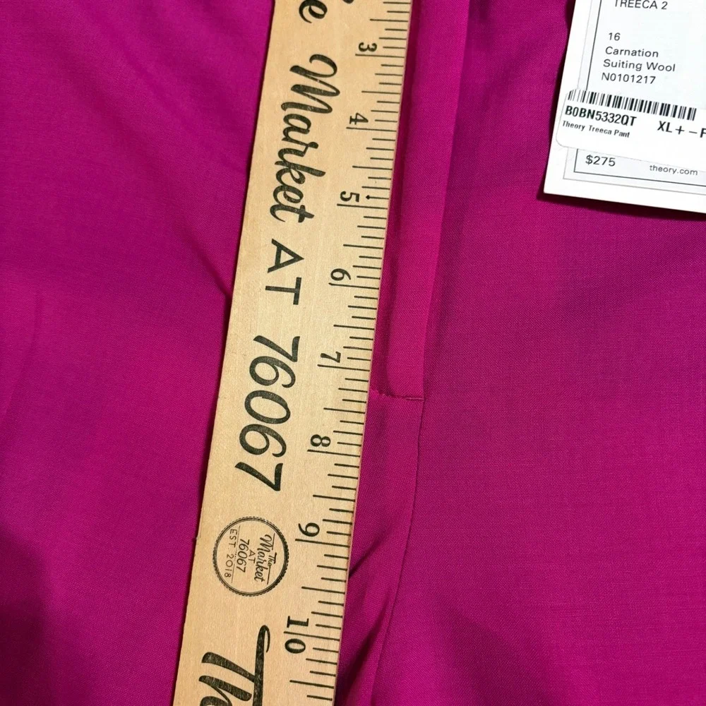 Theory Treeca 2 Pants Carnation Pink Suiting Wool Slim Leg Trouser Size 16 NWT